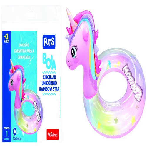 BOIA INFLAVEL CIRCULAR UNICORNIO RAINBOW